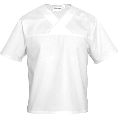 Bluza kucharska; unisex; w serek; krótki rękaw; biała; rozmiar M