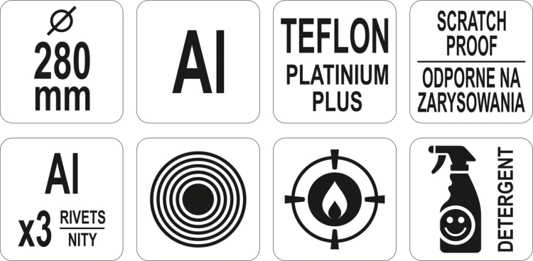Aluminiowa patelnia z powłoką teflon platinum plus 280mm