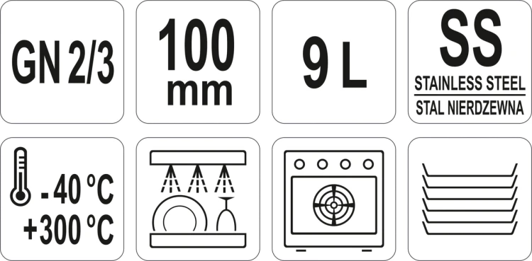 Pojemnik gastronomiczny ze stali nierdzewnej gn 2/3 100