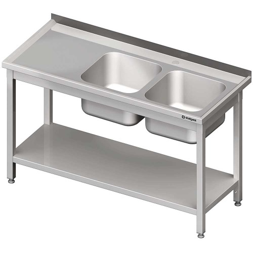 Stół ze zlewem 2-kom.(P),z półką 1100x700x850 mm skręcany