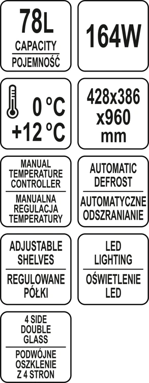 Witryna chłodnicza 78l 42x38x96 srebrna