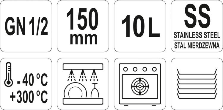 Pojemnik perforowany gn  ze stali nierdzewnej 1/2 150
