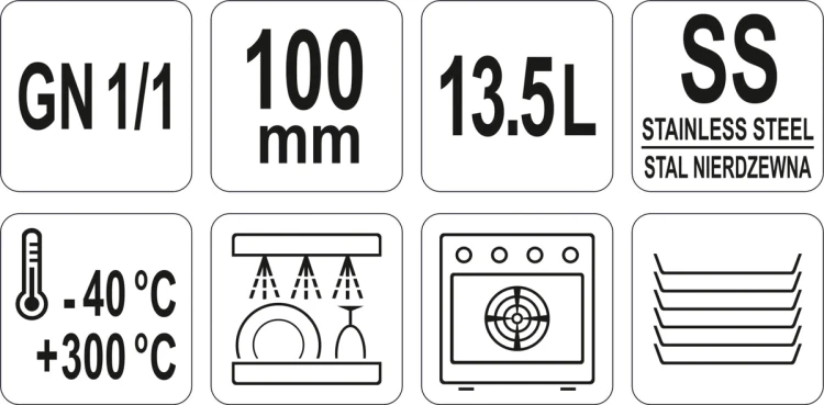 Pojemnik perforowany ze stali nierdzewnej gn 1/1 100
