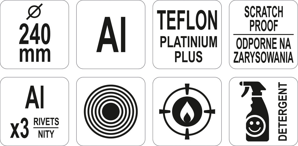Patelnia aluminiowa z powłoką teflon platinum plus 240mm