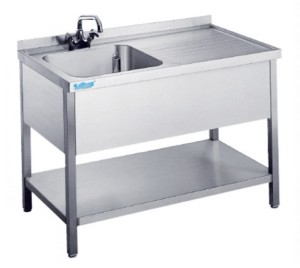 Zlew 1-kom z półką (P) 1200x600x850 Rilling