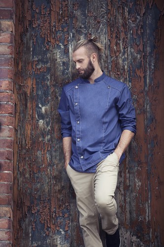 Męska bluza kucharska JEANS-STYLE  niebieska (vintage blue)
