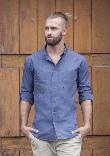 Męska bluza kucharska JEANS-STYLE New York niebieska