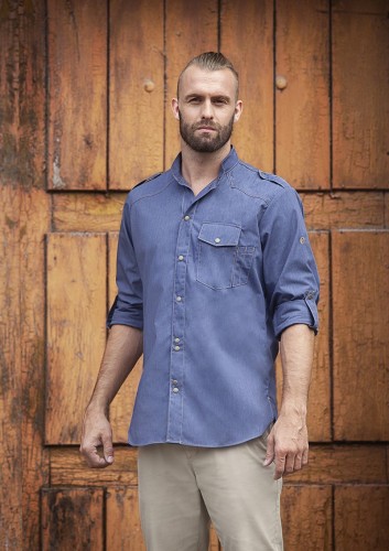 Męska bluza kucharska JEANS-STYLE California niebieska