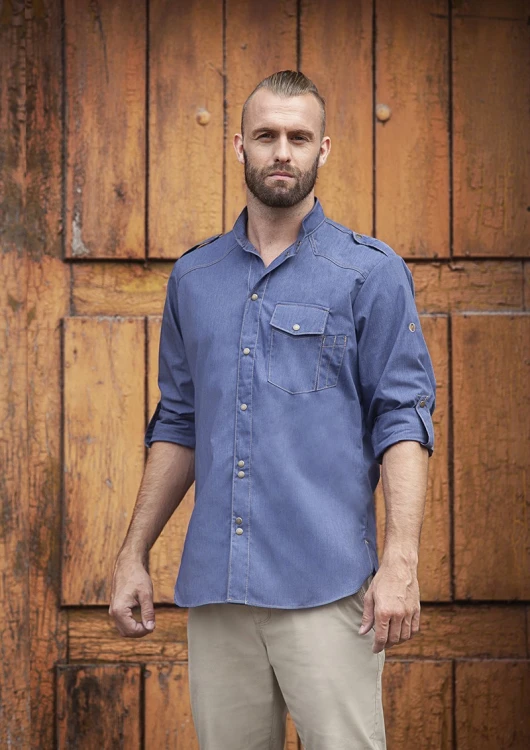 Męska bluza kucharska JEANS-STYLE California niebieska
