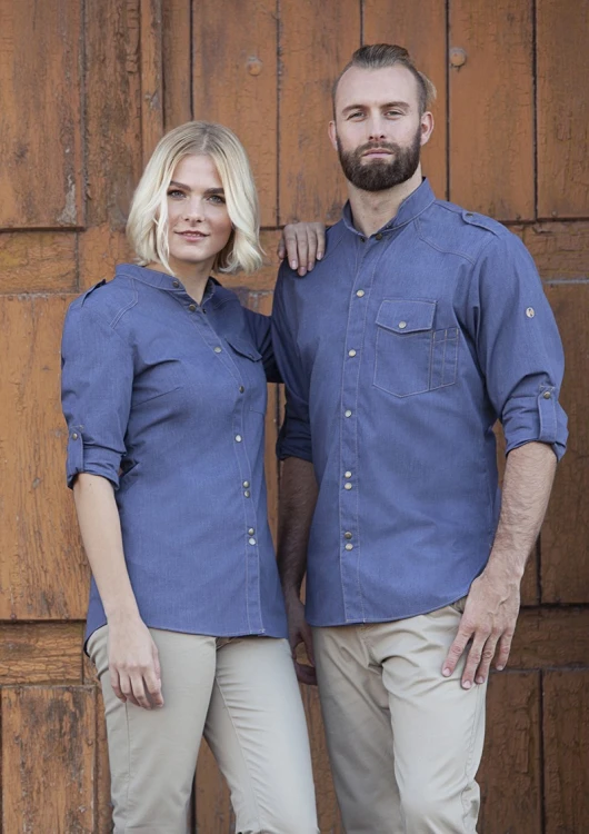 Męska bluza kucharska JEANS-STYLE California niebieska