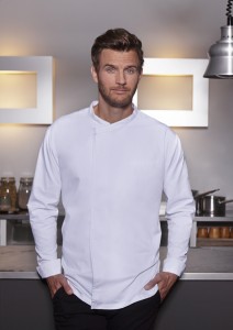 Męska bluza kucharska Long-Sleeve Throw-Over Chef Shirt BASIC biała