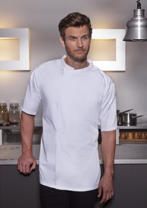 Męska bluza kucharska Short-Sleeve Throw-Over Chef Shirt BASIC biała