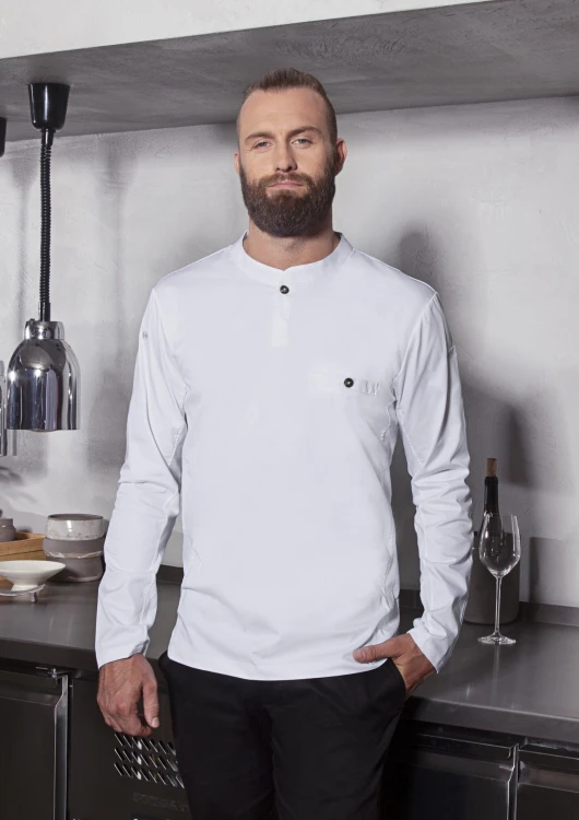 Bluza kucharska UNISEX Short-Sleeve Throw-Over Chef Shirt BASIC biała