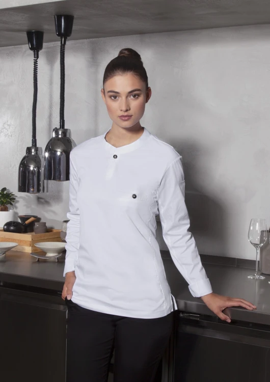 Bluza kucharska UNISEX Short-Sleeve Throw-Over Chef Shirt BASIC biała