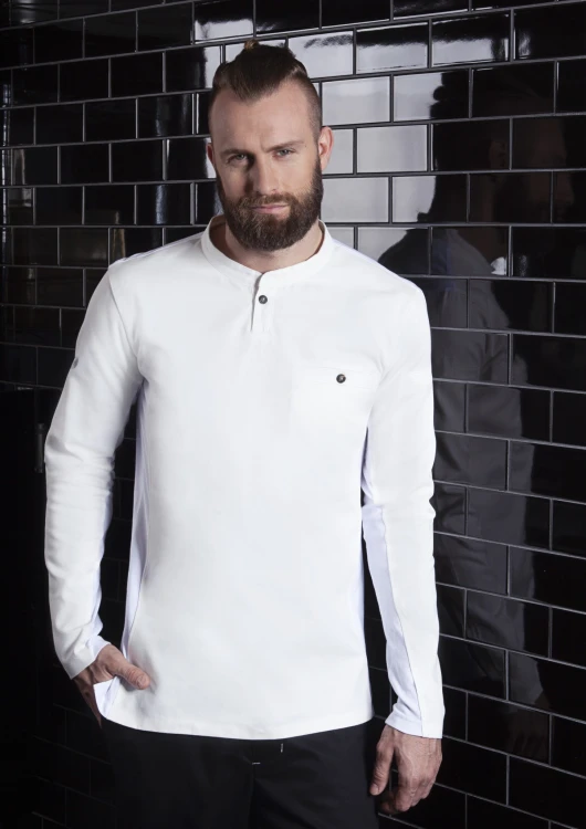 Bluza kucharska UNISEX Short-Sleeve Throw-Over Chef Shirt BASIC biała