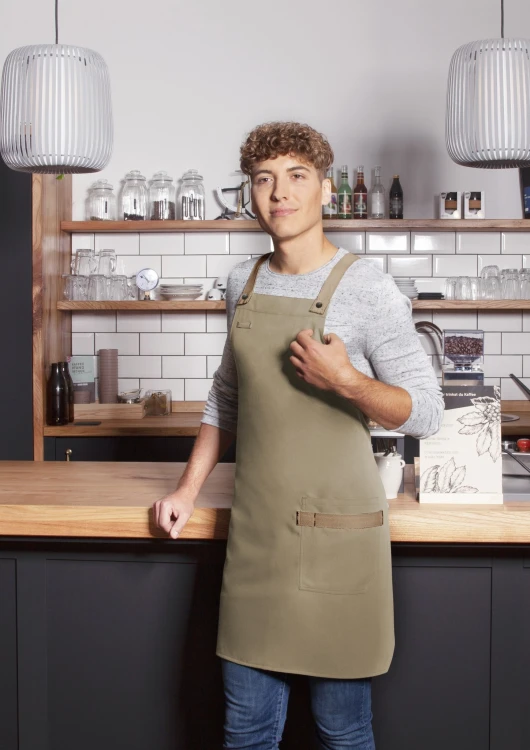 Fartuch Bib Apron URBAN-LOOK (z paskiem krzyżowym; kolor: pebble grey)