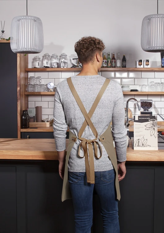 Fartuch Bib Apron URBAN-LOOK (z paskiem krzyżowym; kolor: pebble grey)