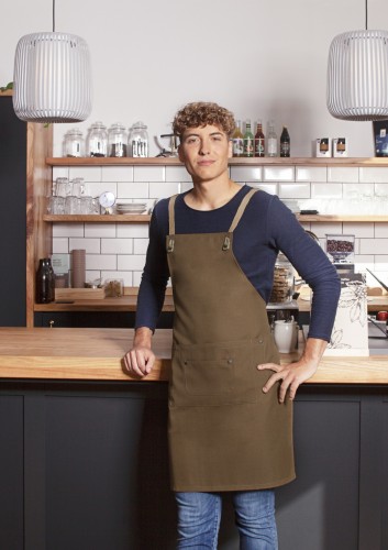 Fartuch Bib Apron URBAN-NATURE (z paskiem na krzyż i dużą kieszenią; kolor: cinnamon)