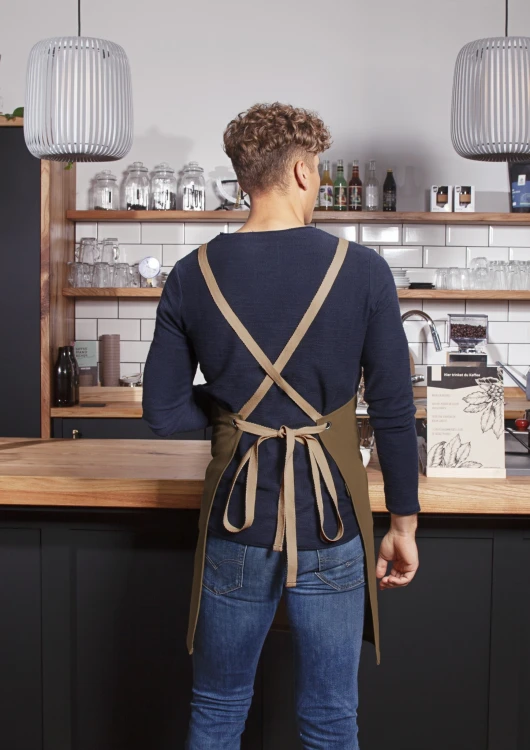 Fartuch Bib Apron URBAN-NATURE (z paskiem na krzyż i dużą kieszenią; kolor: cinnamon)