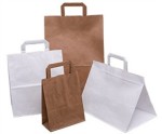 Torba papierowa, 25szt., biała, 26x14x29cm, klockowa z uchwytem płaskim