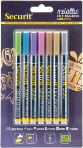 ZESTAW 7 METALICZNYCH PISAKÓW KREDOWYCH Z KOŃCÓWKĄ O GRUBOŚCI 1-2 MM