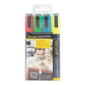 ZESTAW 4 KOLOROWYCH PISAKÓW KREDOWYCH Z KOŃCÓWKĄ O GRUBOŚCI 2-6 MM (ŻÓŁTY, ZIELONY, NIEBIESKI, CZERWONY)