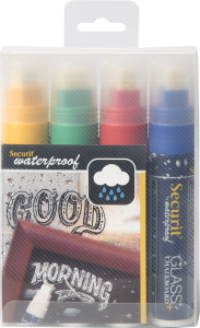 ZESTAW CZTERECH KOLOROWYCH PISAKÓW WODOODPORNYCH Z KOŃCÓWKĄ O GRUBOŚCI 7-15MM