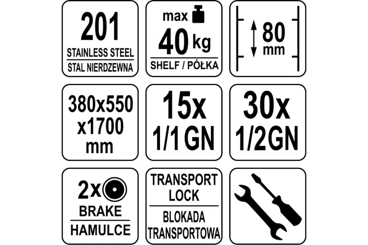 Wózek transportowy do pojemników gn 1/1