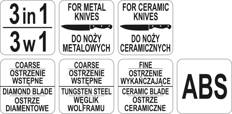 Ostrzałka do noży 3w1
