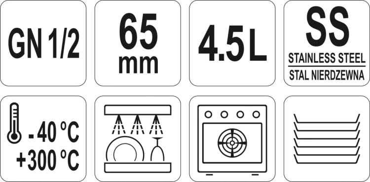 Pojemnik perforowany  ze stali nierdzewnej gn 1/2 65