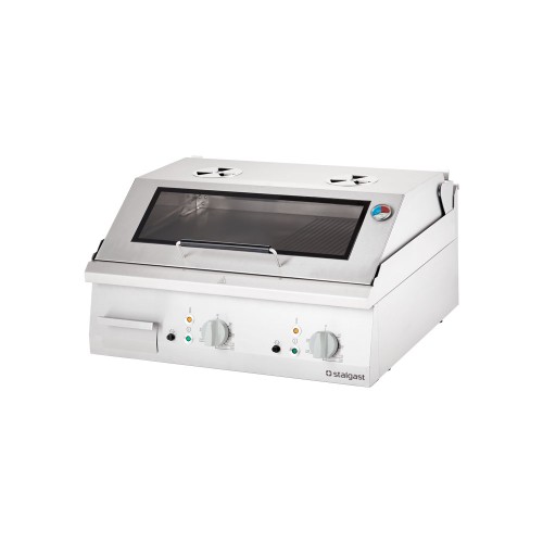 Płyta grillowa elektryczna; nastawna; gładko-ryflowana; z pokrywą; 8.1 kW