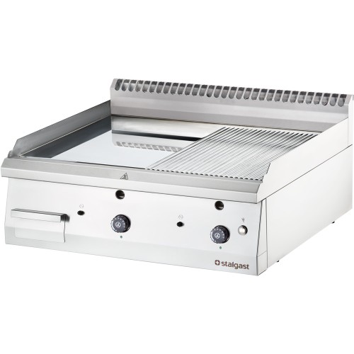 Płyta grillowa gazowa; gładko-ryflowana; 13 kW; G30; chrom