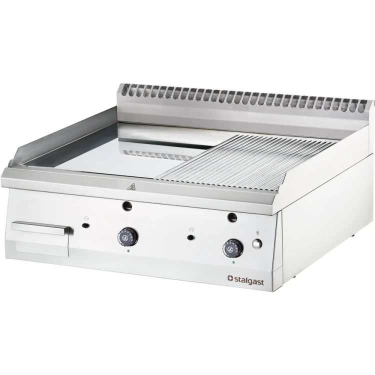 Płyta grillowa gazowa; gładko-ryflowana; 13 kW; G30; chrom