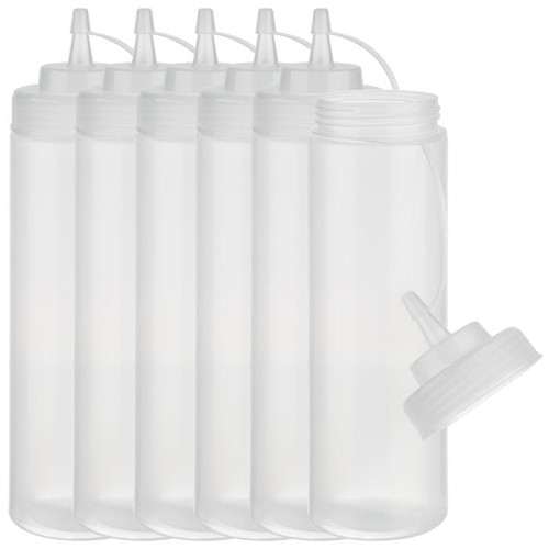Zestaw butelek na sos - 6 szt. - białe - 0,76l