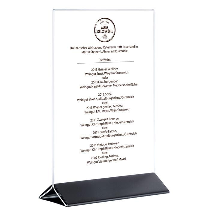 Stojak na menu 15x7cm H23cm czarny