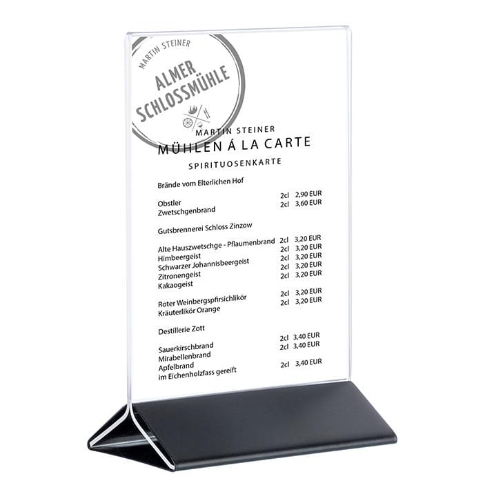 Stojak na menu 21x7cm H32cm czarny