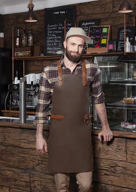 Fartuch Leather Bib Apron X-STYLE (100% skóra bydlęca, kolor: mocha)