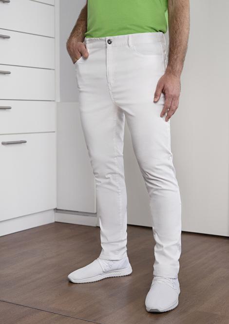 Spodnie z 5 kieszeniami Classic-Stretch eko białe