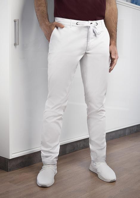 Męskie spodnie kucharskie lub kelnerskie Chino MODERN-STRETCH białe