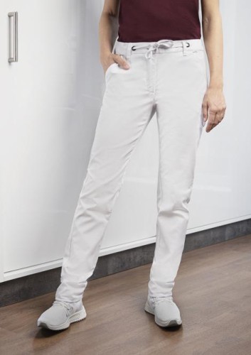 Damskie spodnie kucharskie lub kelnerskie Chino MODERN-STRETCH białe