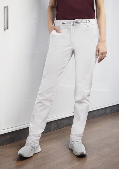 Damskie spodnie kucharskie lub kelnerskie Chino MODERN-STRETCH białe