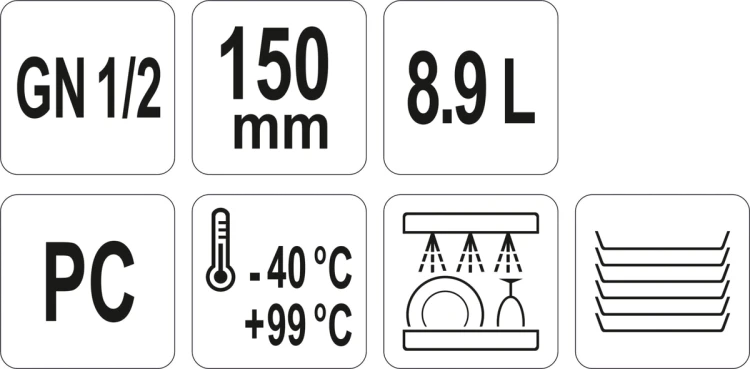 Pojemnik gastronomiczny gn 1/2 150mm pc