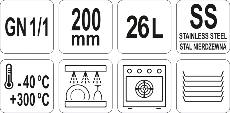 Pojemnik perforowany ze stali nierdzewnej gn 1/1 200