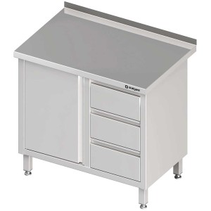 Stół przyścienny z blokiem trzech szuflad (P),drzwi skrzydłowe 800x700x850 mm