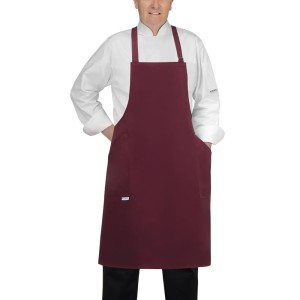 Fartuch kucharski, boczne kieszenie, bordowy