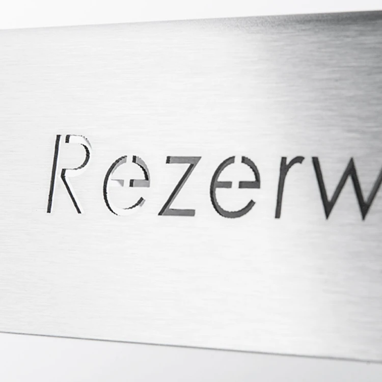 Tabliczka informacyjna "rezerwacja" stal nierdzewna szerokość 10 cm