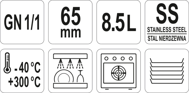 Pojemnik perforowany ze stali nierdzewnej gn 1/1 65