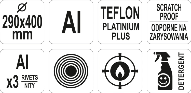 Aluminiowa patelnia do ryb z powłoką teflon platinum plus 400x290mm