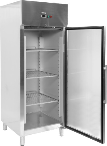 Szafa chłodnicza, przeszklona GN2/1, 650l, Yato, widok pod kątem,  drzwi otwarte