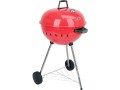 Grill węglowy okrągły, 54 cm, czerwony, przenośny na kółkach